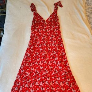 Zara Red floral midi dress. Size L